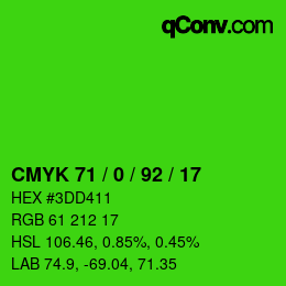 Color code: CMYK 71 / 0 / 92 / 17 | qconv.com