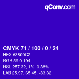 Color code: CMYK 71 / 100 / 0 / 24 | qconv.com