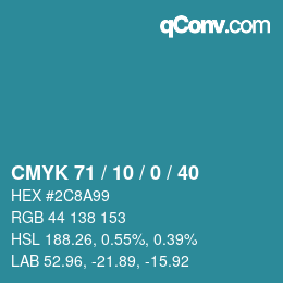 カラーコード: CMYK 71 / 10 / 0 / 40 | qconv.com
