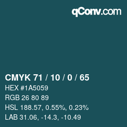 Color code: CMYK 71 / 10 / 0 / 65 | qconv.com