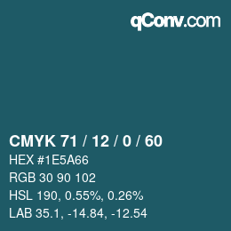 カラーコード: CMYK 71 / 12 / 0 / 60 | qconv.com