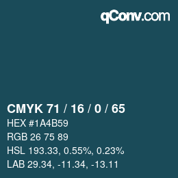 颜色代码: CMYK 71 / 16 / 0 / 65 | qconv.com