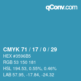 Código de color: CMYK 71 / 17 / 0 / 29 | qconv.com