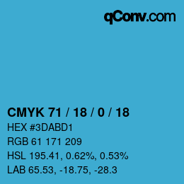 Color code: CMYK 71 / 18 / 0 / 18 | qconv.com