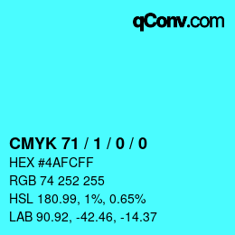 颜色代码: CMYK 71 / 1 / 0 / 0 | qconv.com