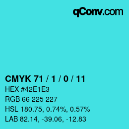 カラーコード: CMYK 71 / 1 / 0 / 11 | qconv.com