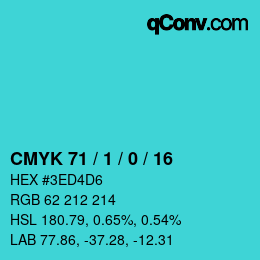 カラーコード: CMYK 71 / 1 / 0 / 16 | qconv.com