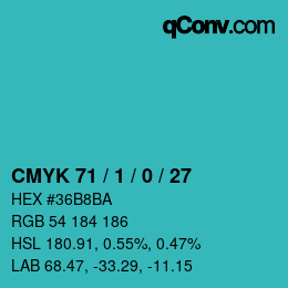 カラーコード: CMYK 71 / 1 / 0 / 27 | qconv.com