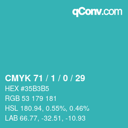 Color code: CMYK 71 / 1 / 0 / 29 | qconv.com