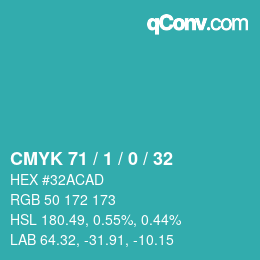 Color code: CMYK 71 / 1 / 0 / 32 | qconv.com