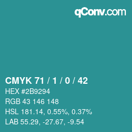 Color code: CMYK 71 / 1 / 0 / 42 | qconv.com