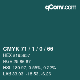 カラーコード: CMYK 71 / 1 / 0 / 66 | qconv.com