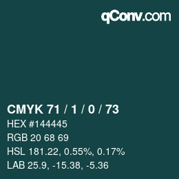 カラーコード: CMYK 71 / 1 / 0 / 73 | qconv.com