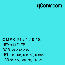 Color code: CMYK 71 / 1 / 0 / 8 | qconv.com