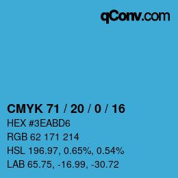 颜色代码: CMYK 71 / 20 / 0 / 16 | qconv.com