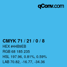 颜色代码: CMYK 71 / 21 / 0 / 8 | qconv.com
