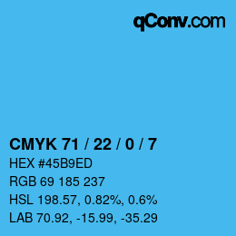 Color code: CMYK 71 / 22 / 0 / 7 | qconv.com