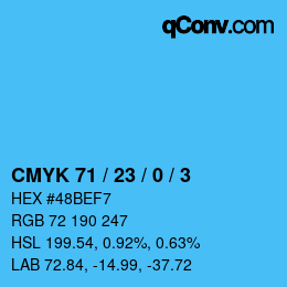 Color code: CMYK 71 / 23 / 0 / 3 | qconv.com