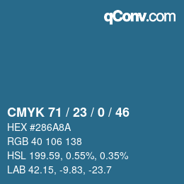 Color code: CMYK 71 / 23 / 0 / 46 | qconv.com