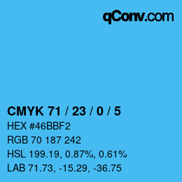 Color code: CMYK 71 / 23 / 0 / 5 | qconv.com