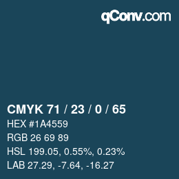Color code: CMYK 71 / 23 / 0 / 65 | qconv.com