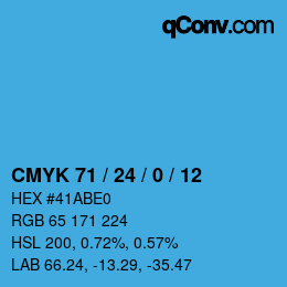 颜色代码: CMYK 71 / 24 / 0 / 12 | qconv.com
