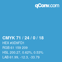 Color code: CMYK 71 / 24 / 0 / 18 | qconv.com