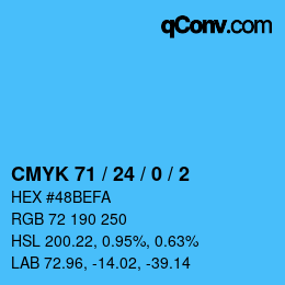 カラーコード: CMYK 71 / 24 / 0 / 2 | qconv.com