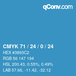カラーコード: CMYK 71 / 24 / 0 / 24 | qconv.com