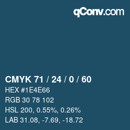 カラーコード: CMYK 71 / 24 / 0 / 60 | qconv.com