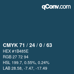 カラーコード: CMYK 71 / 24 / 0 / 63 | qconv.com