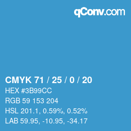 カラーコード: CMYK 71 / 25 / 0 / 20 | qconv.com