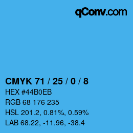 颜色代码: CMYK 71 / 25 / 0 / 8 | qconv.com