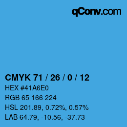 Color code: CMYK 71 / 26 / 0 / 12 | qconv.com