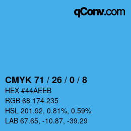 颜色代码: CMYK 71 / 26 / 0 / 8 | qconv.com