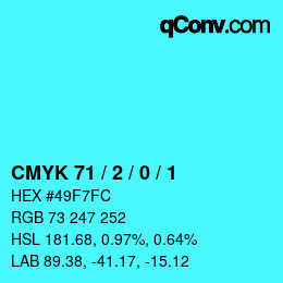 颜色代码: CMYK 71 / 2 / 0 / 1 | qconv.com