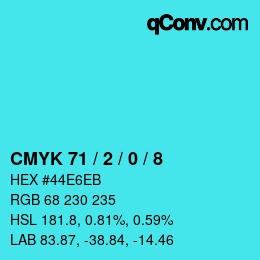 颜色代码: CMYK 71 / 2 / 0 / 8 | qconv.com