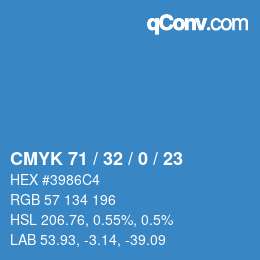 カラーコード: CMYK 71 / 32 / 0 / 23 | qconv.com