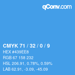 カラーコード: CMYK 71 / 32 / 0 / 9 | qconv.com