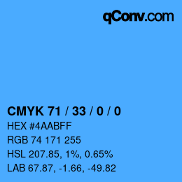 カラーコード: CMYK 71 / 33 / 0 / 0 | qconv.com