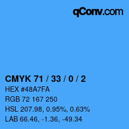 Color code: CMYK 71 / 33 / 0 / 2 | qconv.com