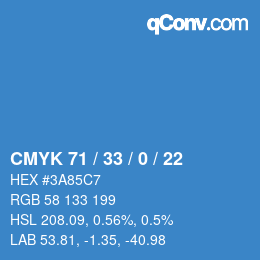 Color code: CMYK 71 / 33 / 0 / 22 | qconv.com