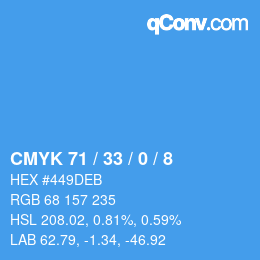 Color code: CMYK 71 / 33 / 0 / 8 | qconv.com