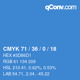 Color code: CMYK 71 / 36 / 0 / 18 | qconv.com