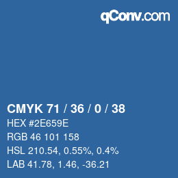 カラーコード: CMYK 71 / 36 / 0 / 38 | qconv.com