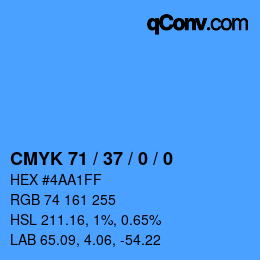 カラーコード: CMYK 71 / 37 / 0 / 0 | qconv.com