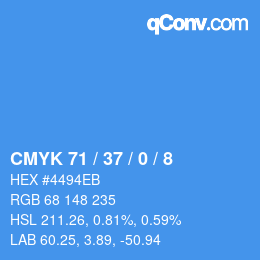カラーコード: CMYK 71 / 37 / 0 / 8 | qconv.com