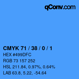 颜色代码: CMYK 71 / 38 / 0 / 1 | qconv.com