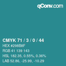 Color code: CMYK 71 / 3 / 0 / 44 | qconv.com