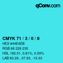 Color code: CMYK 71 / 3 / 0 / 8 | qconv.com